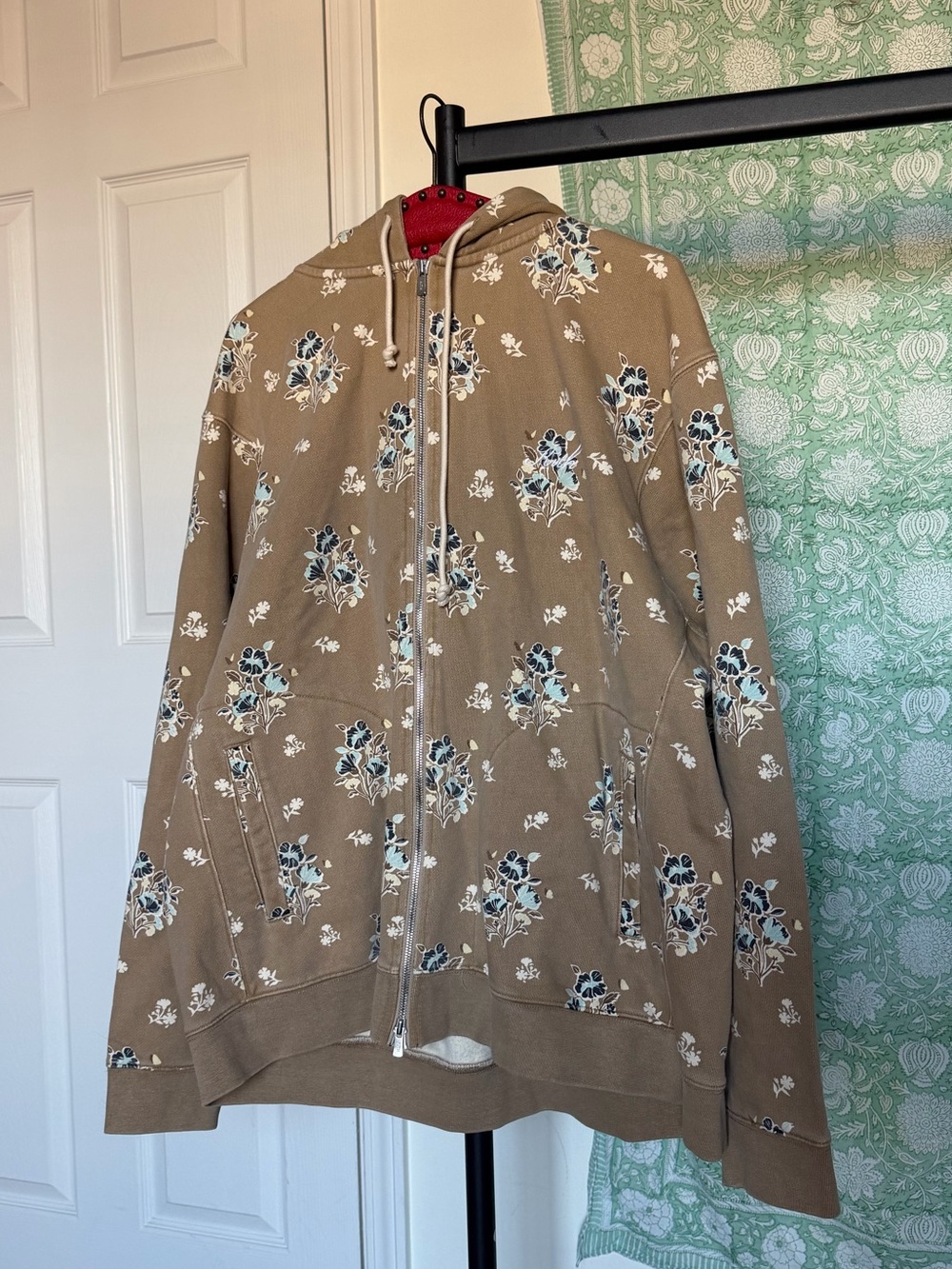 KITH floral oversized zip up hoodie men’s large